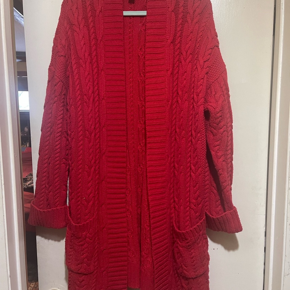 Ralph Lauren Vibrant Red Cable Knit Cardigan